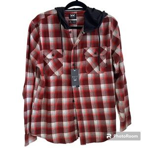 WXYZ HOODIE BUTTON UP LONG SLEEVE SHIRT